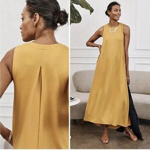 New J Jill Wearever Collection Sleeveless Chamomile Yellow Dress Pockets XS